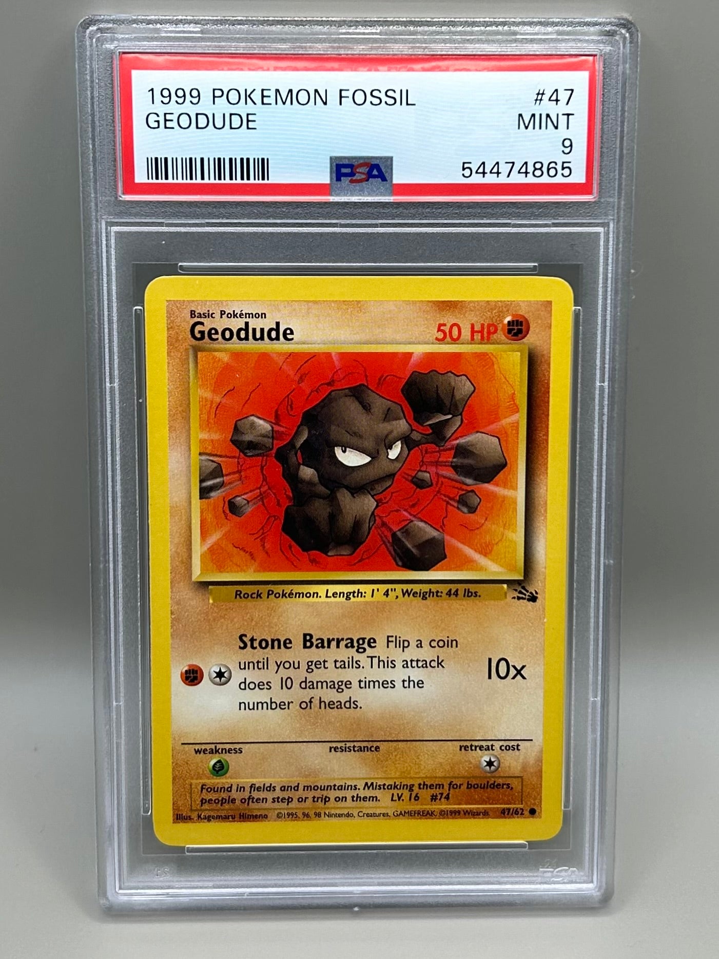 Geodude - 47/62 - Fossil - English - PSA 9